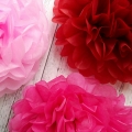 Mixte tissu rouge mariée pas cher, fleurs en papier pom poms
