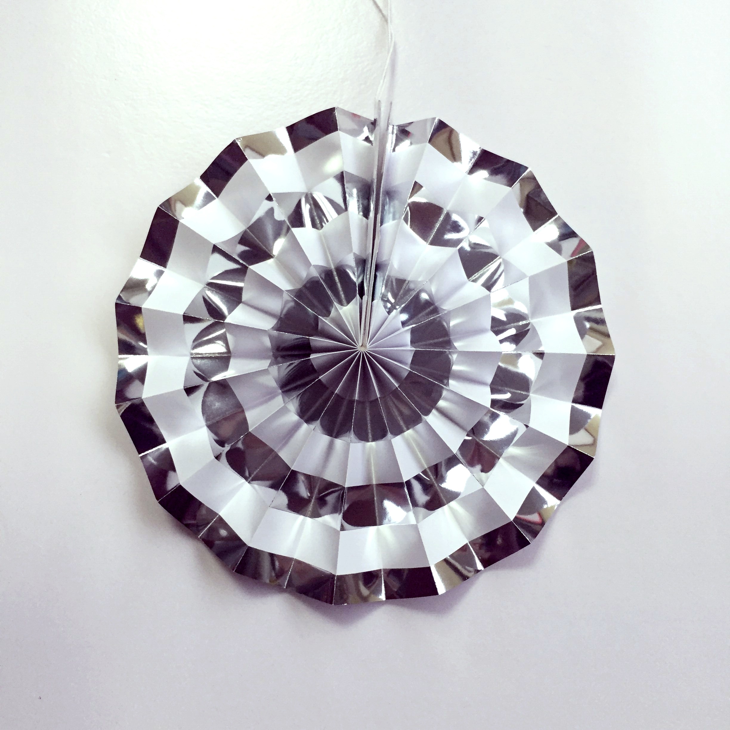 silver folding paper fan for party decoration