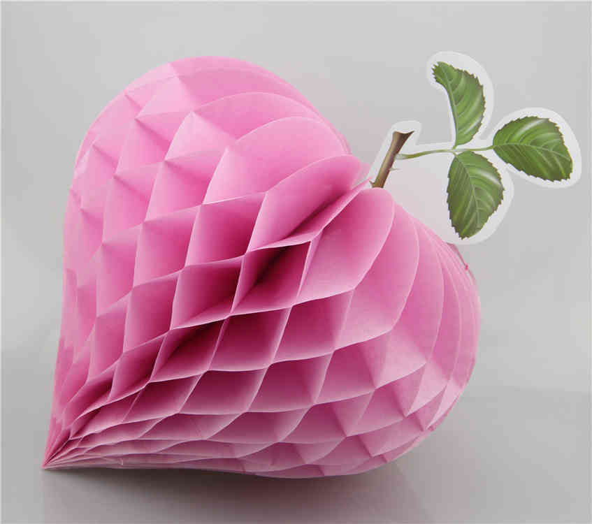 Pink Strawberry Shaped Tissue Paper Honeycomb Balls 