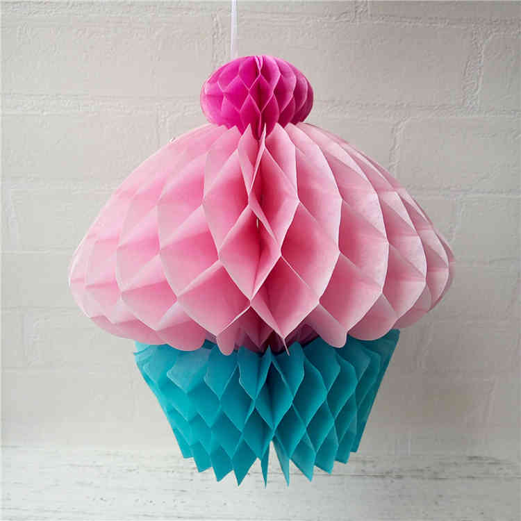 Tissue Paper Honeycomb Cupcakes Decoration For Birthday Party