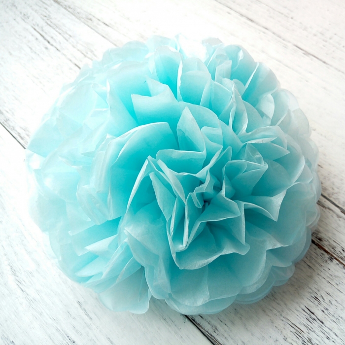sky blue paper tissue flowers