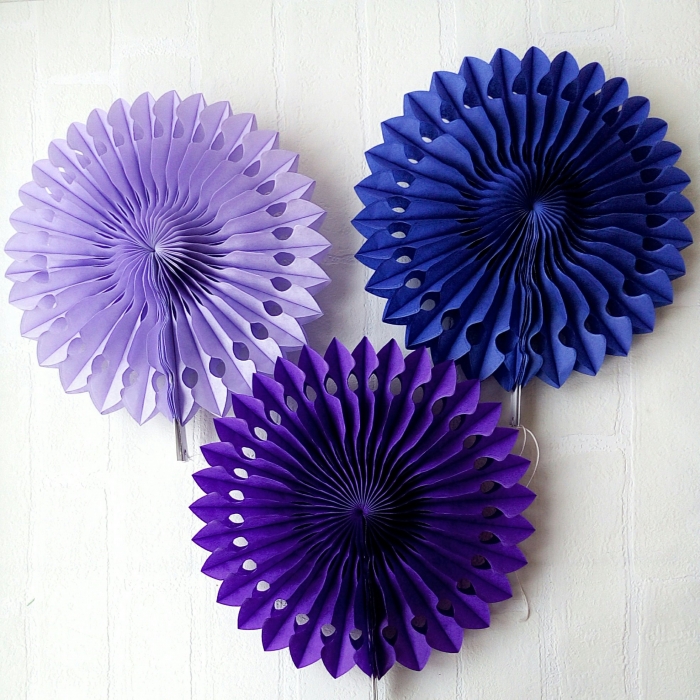 personalized purple set  snowflake paper fans