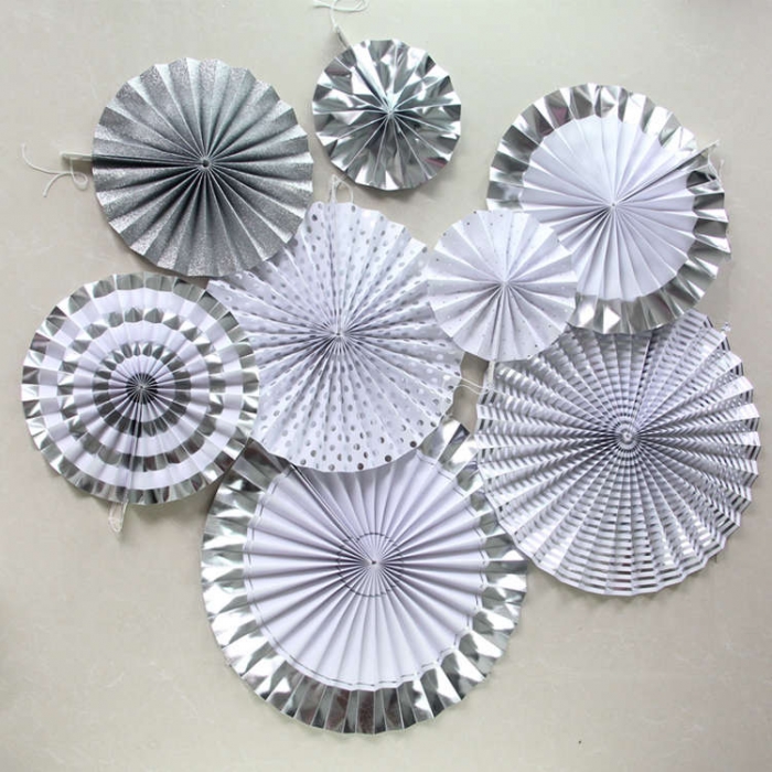 Silver Foil Craft Paper Fan