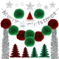 Joyeux arbre de Noël décorations papier fans papier bannière papier tissu gland