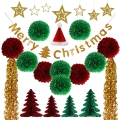 Joyeux arbre de Noël décorations papier fans papier bannière papier tissu gland